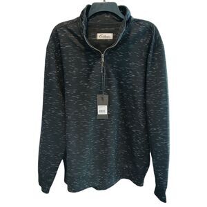 California Shirt Co Sweatshirt Men Medium Black White Space Dye 1/4 Zip Fleece